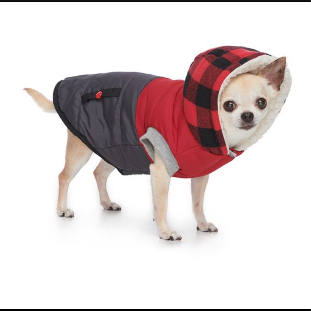 ED Buffalo Check Print Puffer Pet Coat